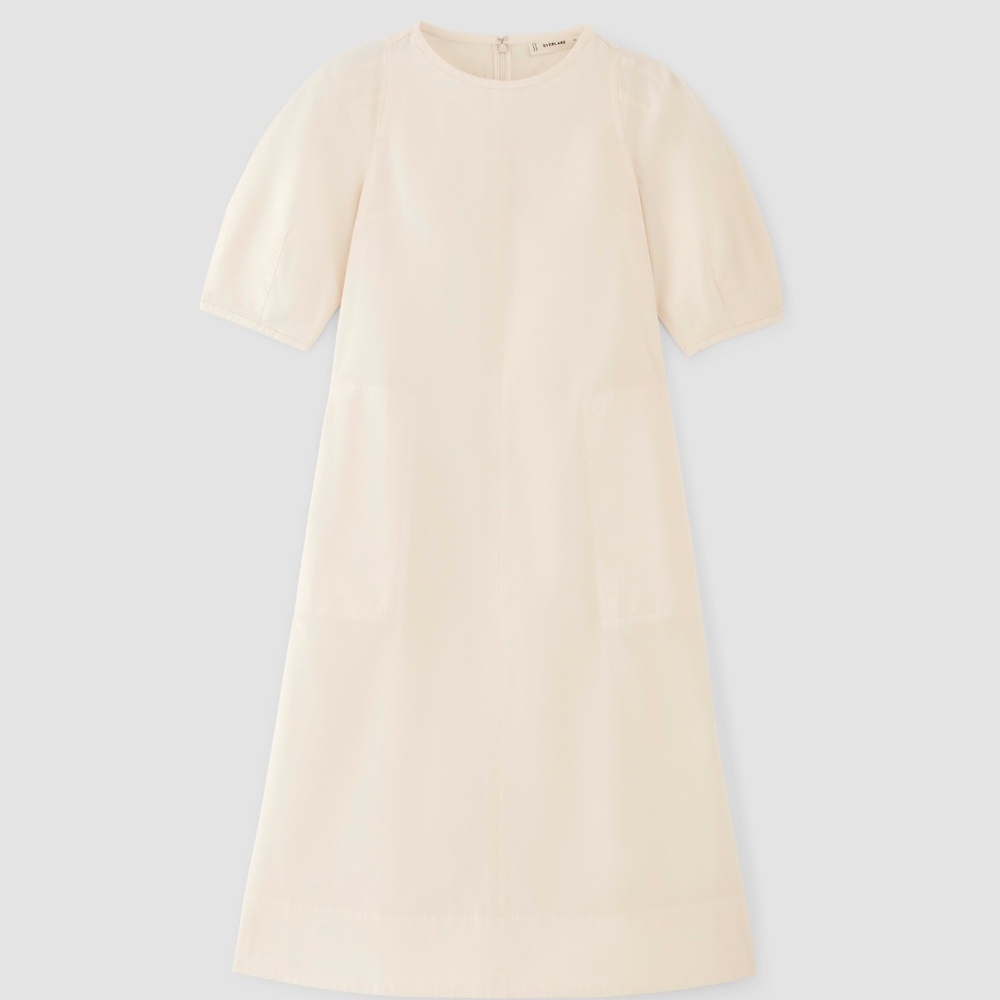 Everlane Women's Short-Sleeve Puff Midi Dress in Bone White, Size Medium - Picture 2 of 2